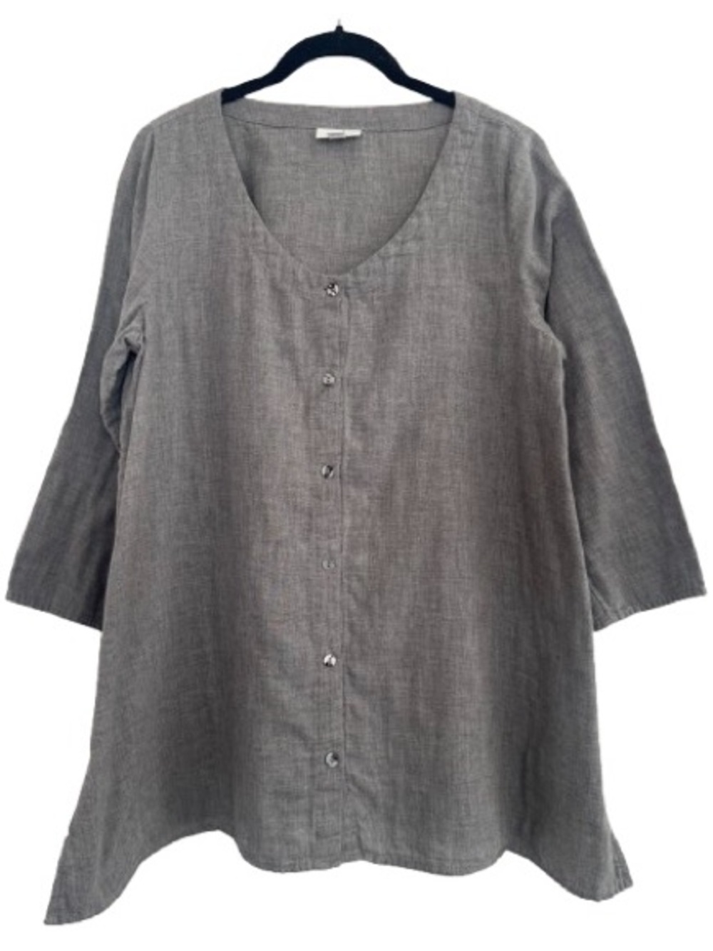 J. Jill Pure Jill Grey Tunic Top 3/4 Sleeve Lagenlook Oversized Minimalist